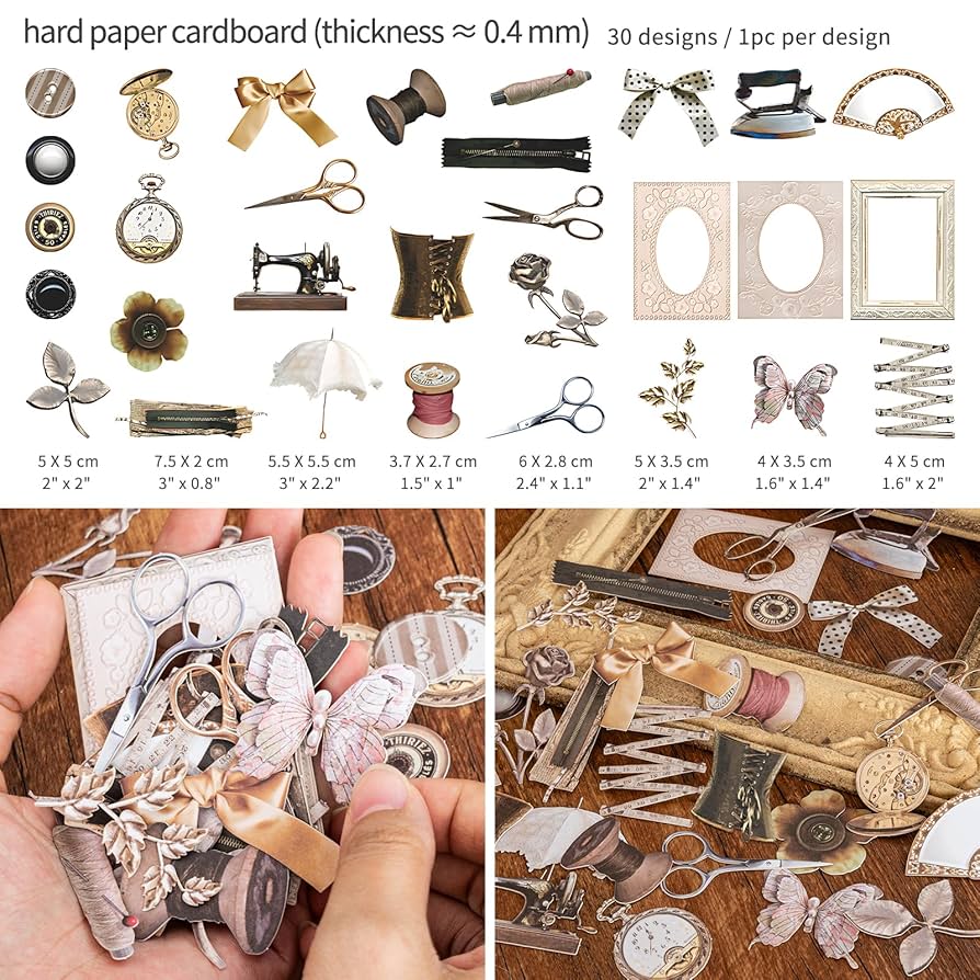 Amazon | 2パック ヴィンテージスクラップブック紙とステッカー